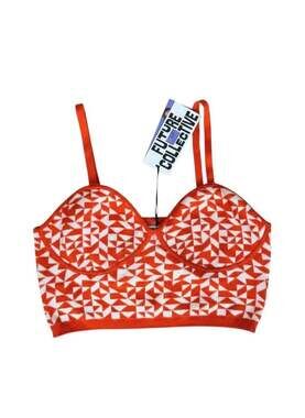 Future Collective Kahlana Barfield Brown Geometric Knit Y2K Retro Crop Top